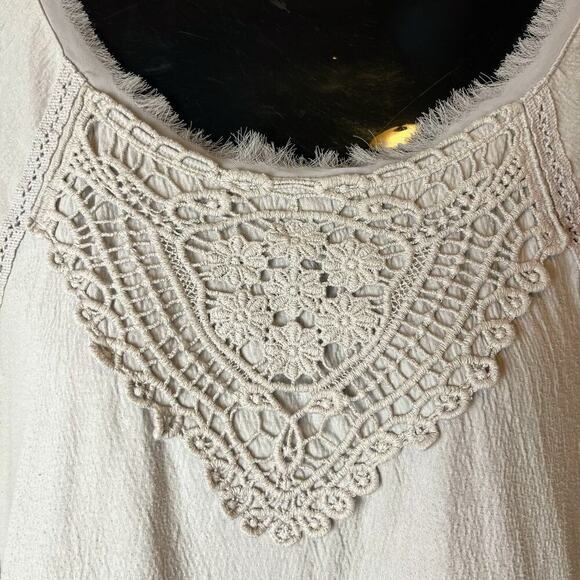 Anthropologie Meadow Rue Gray Lace Peplum Tunic Top Women’s M Crochet Blouse - Picture 4 of 13